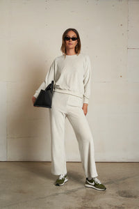 Perfect White Tee  - Alex Velour Pant (oatmeal)