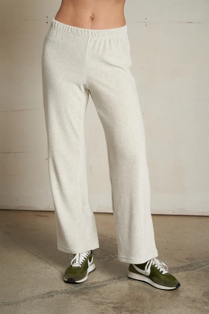 Perfect White Tee  - Alex Velour Pant (oatmeal)
