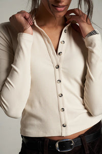 Perfect White Tee - Amee Luxe Rib Polo (sugar)