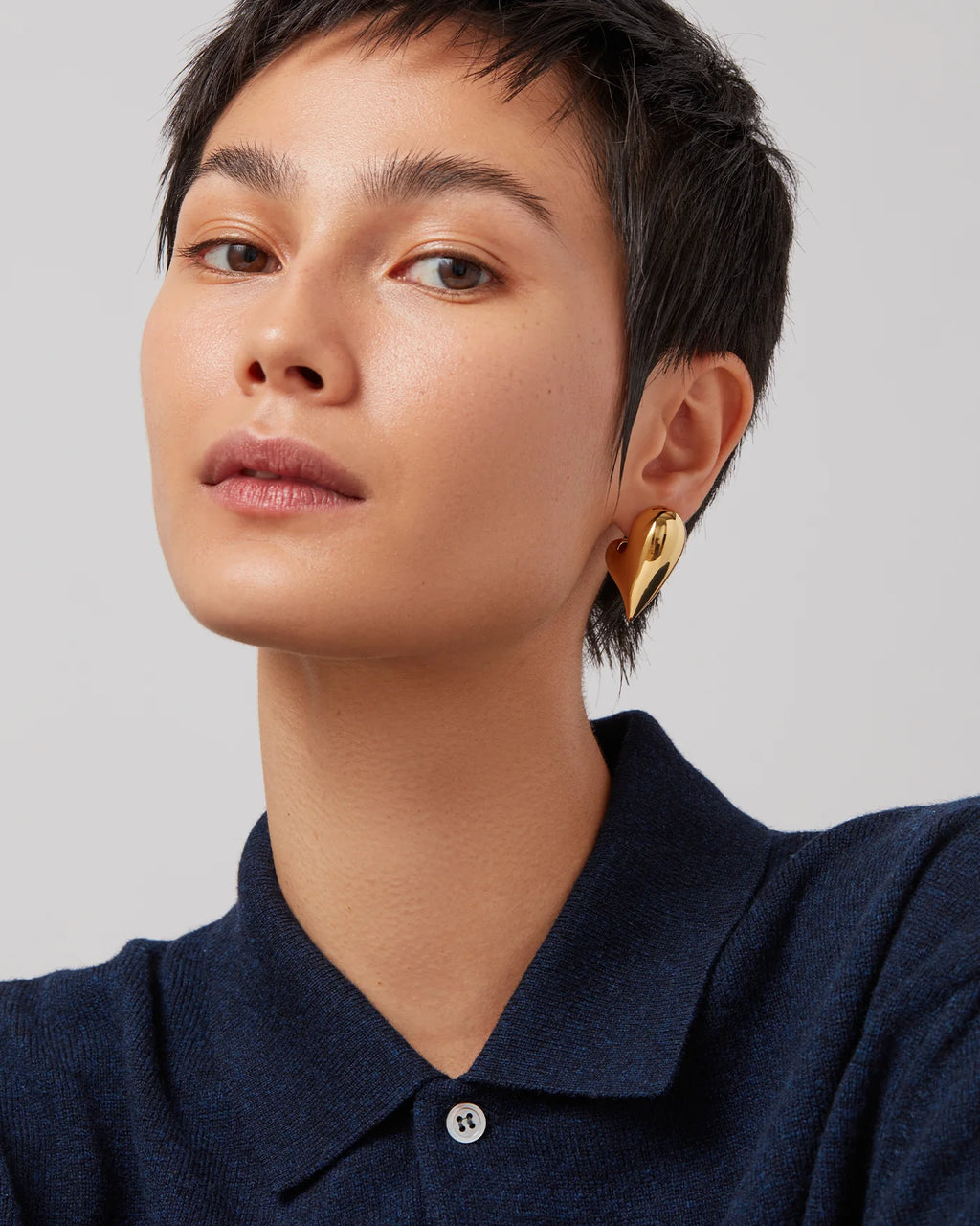 Jenny Bird - Art Heart Puff Earrings (Gold)