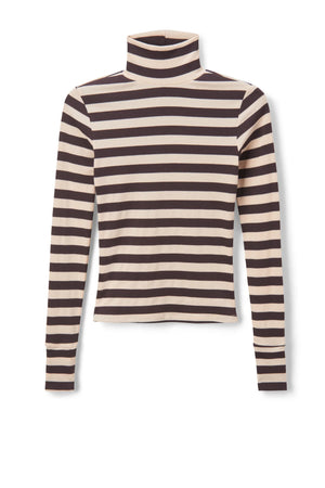 Perfect White Tee - Hayden Stripe Rib Turtle Neck