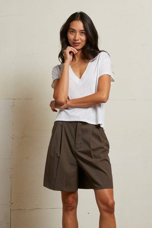 Perfect White Tee - Rosie Linen Jersey V Neck (Natural)