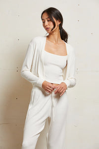 Perfect White Tee - Kelsey Sweater Rib Cardigan