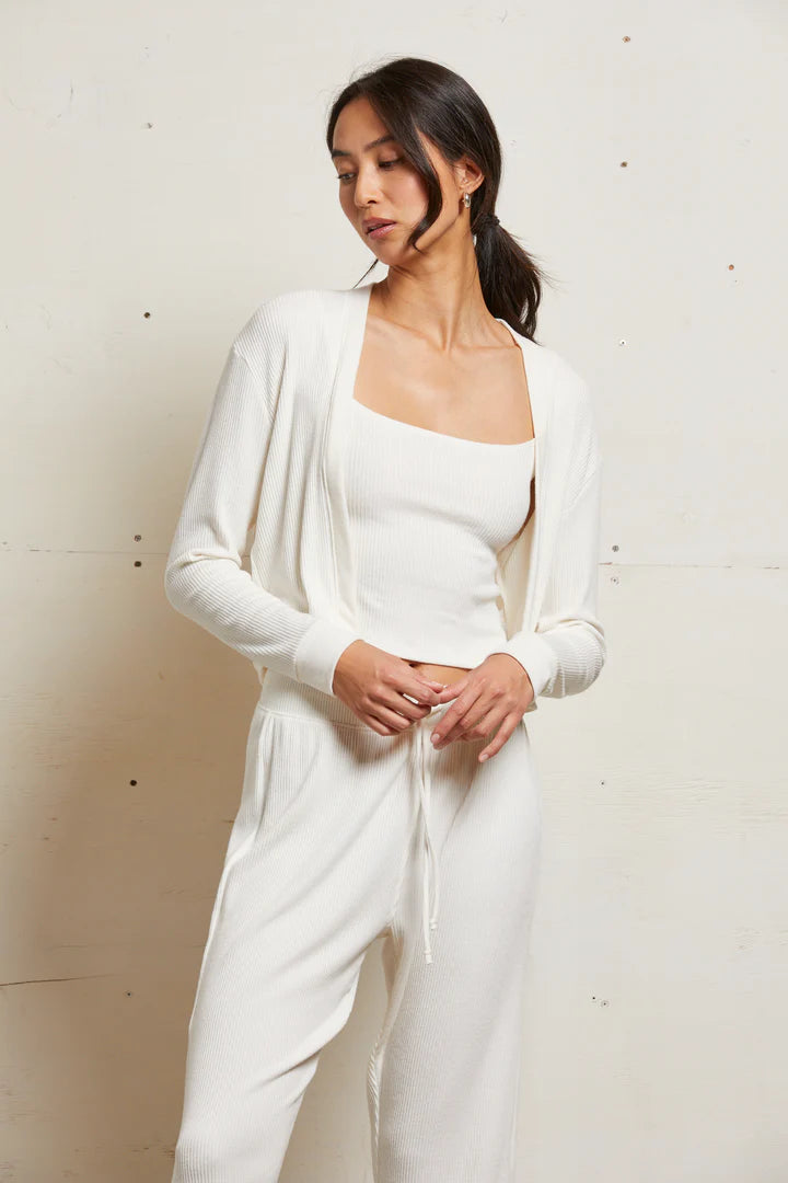 Perfect White Tee - Kelsey Sweater Rib Cardigan