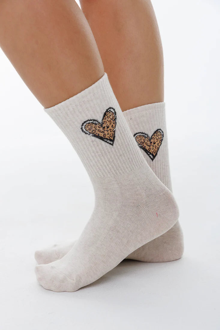 Lim Lim - Leopard Heart Socks (beige)