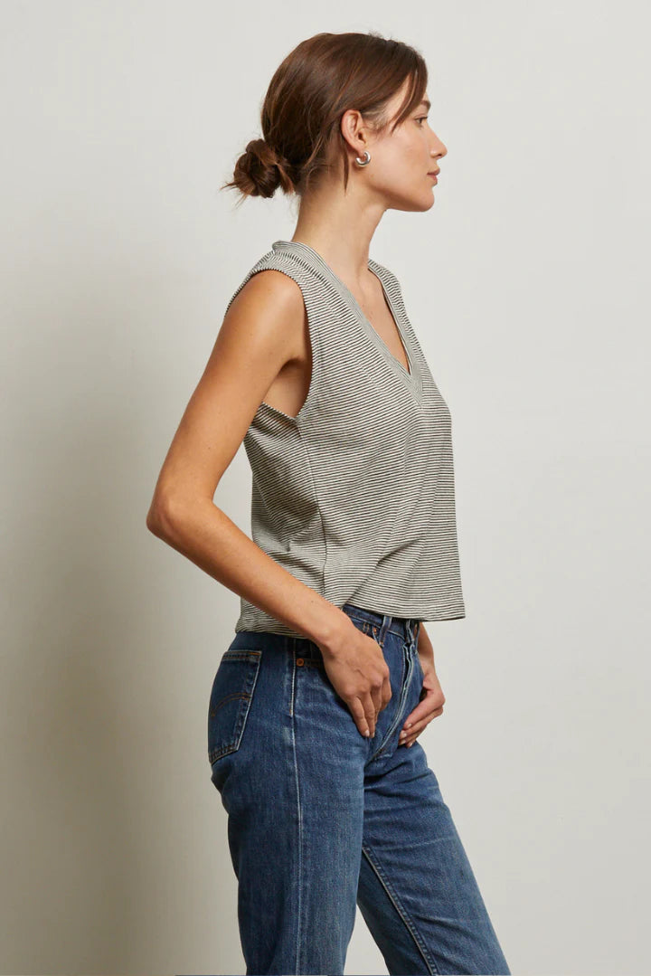 Perfect White Tee - Lucy Stripe V-Neck Tee