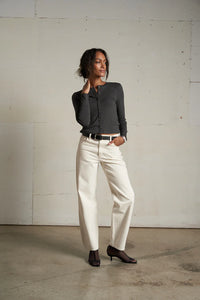 Perfect White Tee - Maureen Luxe Rib  Fitted Cardigan (charcoal)