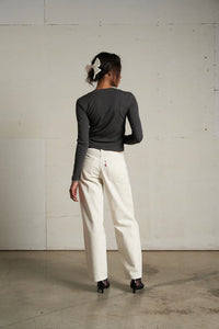 Perfect White Tee - Maureen Luxe Rib  Fitted Cardigan (charcoal)