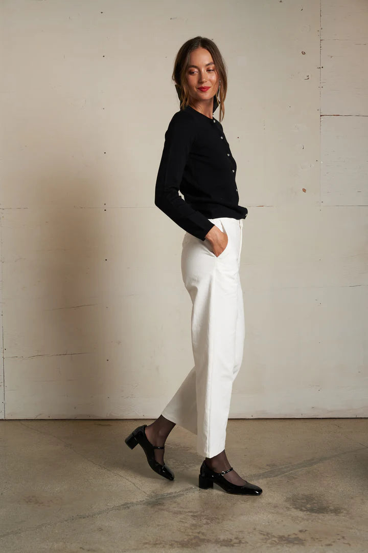 Perfect White Tee - Moira Cotton Cashmere Cardigan