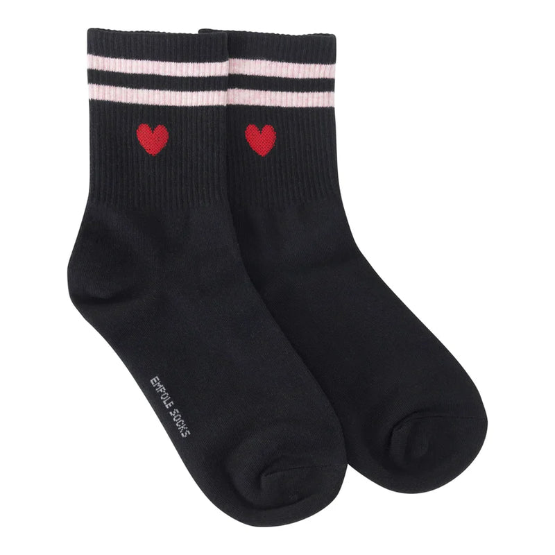 Lim Lim - Pink Stripe Hearts Socks (black)