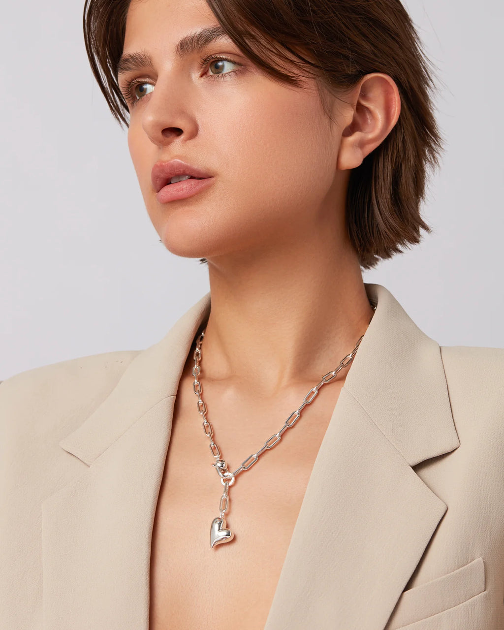 Jenny Bird - Puffy Heart Necklace (Silver)